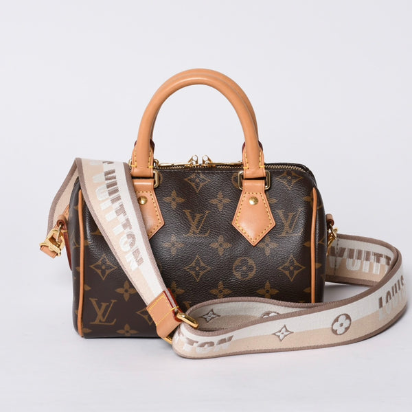 Very good condition LOUIS VUITTON Handbag Speedy Bandouliere 20 M46222 Leather PVC Brown Gold hardware Used 4a000575