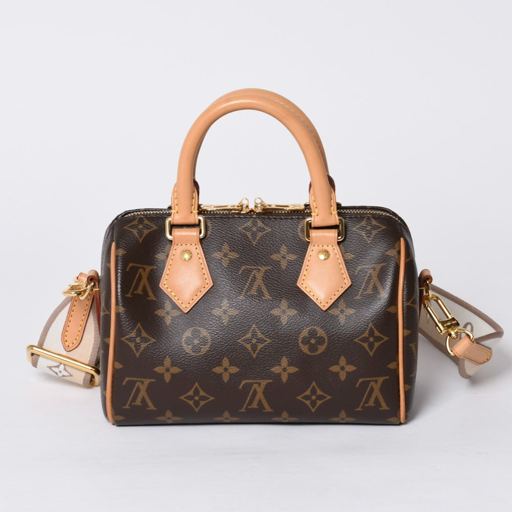 Very good condition LOUIS VUITTON Handbag Speedy Bandouliere 20 M46222 Leather PVC Brown Gold hardware Used 4a000575