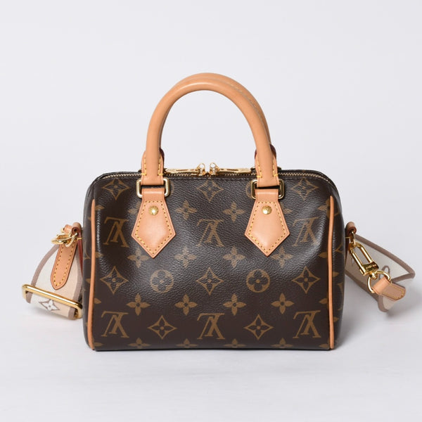 Very good condition LOUIS VUITTON Handbag Speedy Bandouliere 20 M46222 Leather PVC Brown Gold hardware Used 4a000575