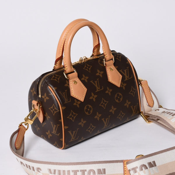 Very good condition LOUIS VUITTON Handbag Speedy Bandouliere 20 M46222 Leather PVC Brown Gold hardware Used 4a000575