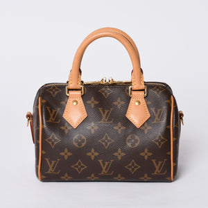 Very good condition LOUIS VUITTON Handbag Speedy Bandouliere 20 M46222 Leather PVC Brown Gold hardware Used 4a000575
