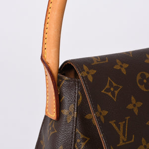 極美品 LOUIS VUITTON ルイヴィトン モノグラム ミニルーピング ショルダーバッグ M51147 PVC レザー ブラウン 中古 4a000596