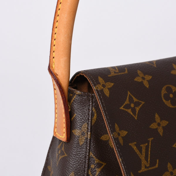 極美品 LOUIS VUITTON ルイヴィトン モノグラム ミニルーピング ショルダーバッグ M51147 PVC レザー ブラウン 中古 4a000596