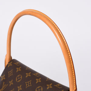 極美品 LOUIS VUITTON ルイヴィトン モノグラム ミニルーピング ショルダーバッグ M51147 PVC レザー ブラウン 中古 4a000596