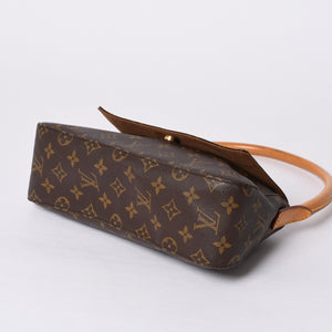 極美品 LOUIS VUITTON ルイヴィトン モノグラム ミニルーピング ショルダーバッグ M51147 PVC レザー ブラウン 中古 4a000596