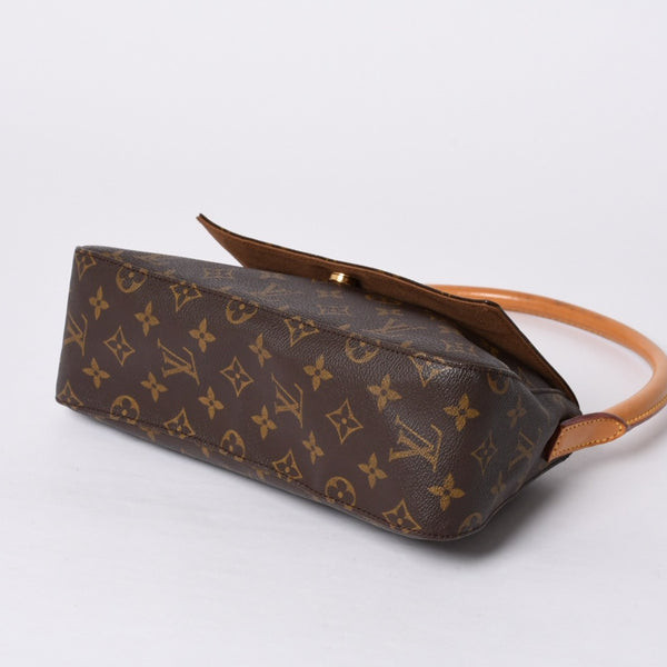 極美品 LOUIS VUITTON ルイヴィトン モノグラム ミニルーピング ショルダーバッグ M51147 PVC レザー ブラウン 中古 4a000596