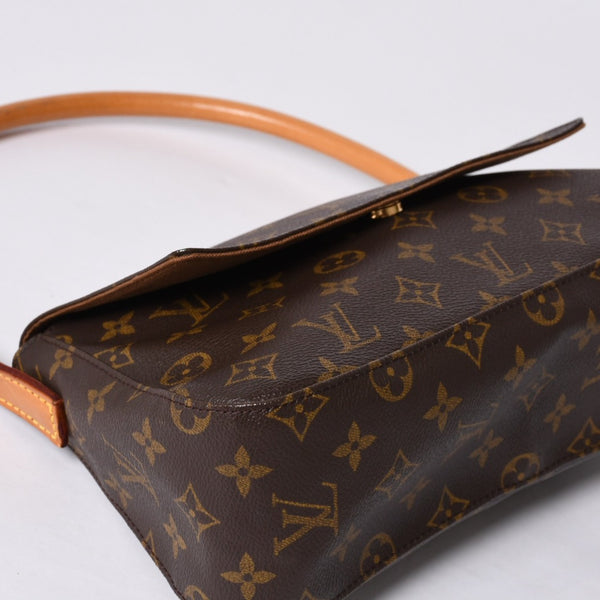 極美品 LOUIS VUITTON ルイヴィトン モノグラム ミニルーピング ショルダーバッグ M51147 PVC レザー ブラウン 中古 4a000596