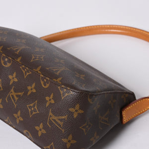 極美品 LOUIS VUITTON ルイヴィトン モノグラム ミニルーピング ショルダーバッグ M51147 PVC レザー ブラウン 中古 4a000596
