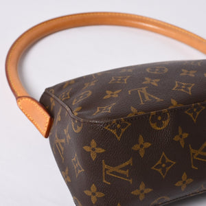 極美品 LOUIS VUITTON ルイヴィトン モノグラム ミニルーピング ショルダーバッグ M51147 PVC レザー ブラウン 中古 4a000596