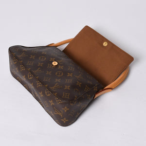 極美品 LOUIS VUITTON ルイヴィトン モノグラム ミニルーピング ショルダーバッグ M51147 PVC レザー ブラウン 中古 4a000596