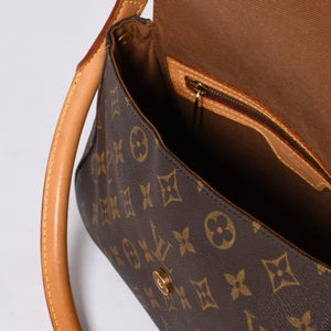 極美品 LOUIS VUITTON ルイヴィトン モノグラム ミニルーピング ショルダーバッグ M51147 PVC レザー ブラウン 中古 4a000596