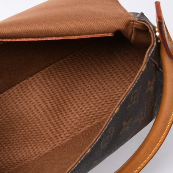 極美品 LOUIS VUITTON ルイヴィトン モノグラム ミニルーピング ショルダーバッグ M51147 PVC レザー ブラウン 中古 4a000596