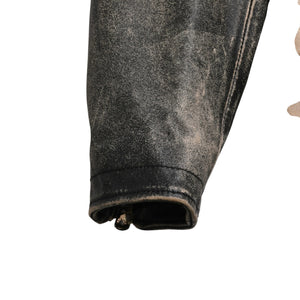 DOLCE&GABBANA ドルチェアンドガッバーナ バイカラー切替レザージャケット ZLS10/9111 ホースレザー ベージュ ブラック 48サイズ ヴィンテージ加工 良品 中古 4a004151