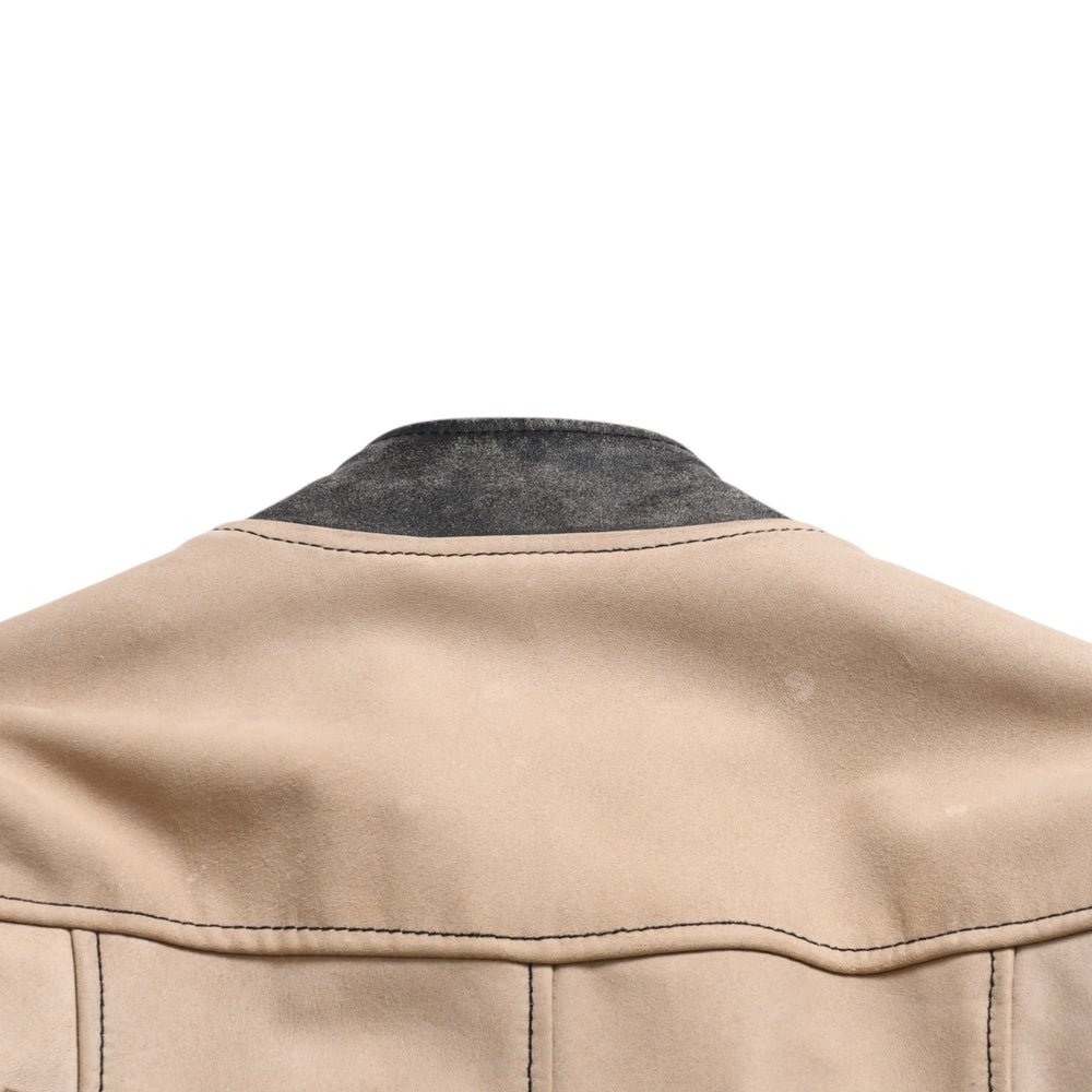 DOLCE&GABBANA Dolce &amp; Gabbana Bicolor Leather Jacket ZLS10/9111 Horse Leather Beige Black Size 48 Vintage Finish Good Condition Used 4a004151