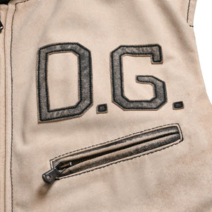 DOLCE&GABBANA ドルチェアンドガッバーナ バイカラー切替レザージャケット ZLS10/9111 ホースレザー ベージュ ブラック 48サイズ ヴィンテージ加工 良品 中古 4a004151
