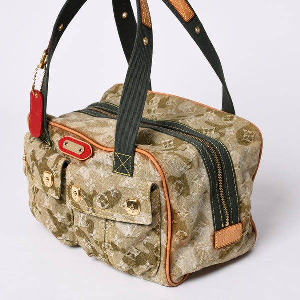 LOUIS VUITTON ルイヴィトン モノグラモフラージュ デニム ジャスミン ハンドバッグ M95772 カーキ 村上隆 廃盤 美品 中古 4a000360