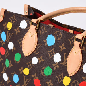 Like new LOUIS VUITTON On the Go MM Yayoi Kusama Hand Shoulder Bag 2WAY Leather Monogram M46379 Brown Used 4a000572