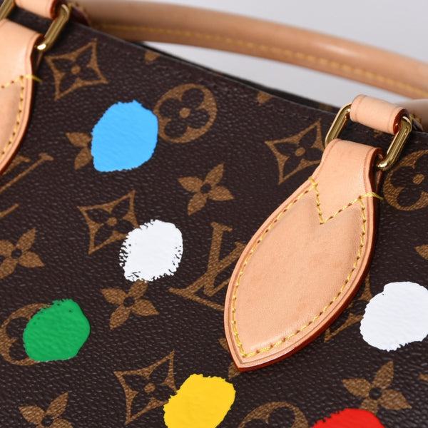 Like new LOUIS VUITTON On the Go MM Yayoi Kusama Hand Shoulder Bag 2WAY Leather Monogram M46379 Brown Used 4a000572