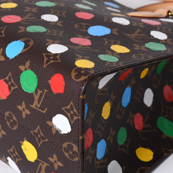 Like new LOUIS VUITTON On the Go MM Yayoi Kusama Hand Shoulder Bag 2WAY Leather Monogram M46379 Brown Used 4a000572