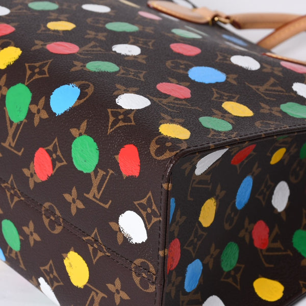 Like new LOUIS VUITTON On the Go MM Yayoi Kusama Hand Shoulder Bag 2WAY Leather Monogram M46379 Brown Used 4a000572