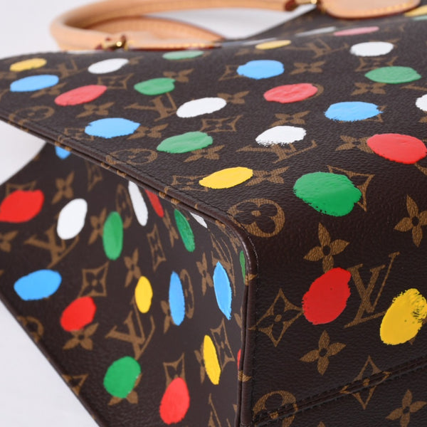 Like new LOUIS VUITTON On the Go MM Yayoi Kusama Hand Shoulder Bag 2WAY Leather Monogram M46379 Brown Used 4a000572