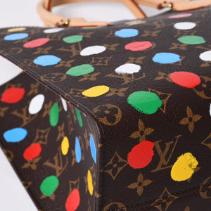 Like new LOUIS VUITTON On the Go MM Yayoi Kusama Hand Shoulder Bag 2WAY Leather Monogram M46379 Brown Used 4a000572
