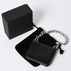 Like new CHROME HEARTS TV MAN Classic Chain Wallet CH Cross Patch Silver 925 Black Used 4a000549
