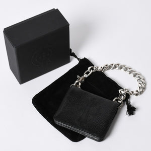 Like new CHROME HEARTS TV MAN Classic Chain Wallet CH Cross Patch Silver 925 Black Used 4a000549