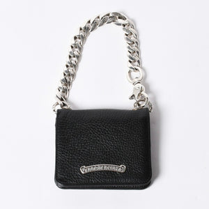 Like new CHROME HEARTS TV MAN Classic Chain Wallet CH Cross Patch Silver 925 Black Used 4a000549