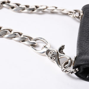 Like new CHROME HEARTS TV MAN Classic Chain Wallet CH Cross Patch Silver 925 Black Used 4a000549
