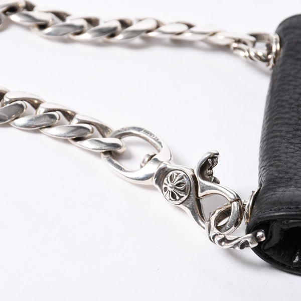 Like new CHROME HEARTS TV MAN Classic Chain Wallet CH Cross Patch Silver 925 Black Used 4a000549