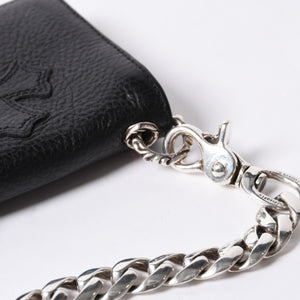 Like new CHROME HEARTS TV MAN Classic Chain Wallet CH Cross Patch Silver 925 Black Used 4a000549
