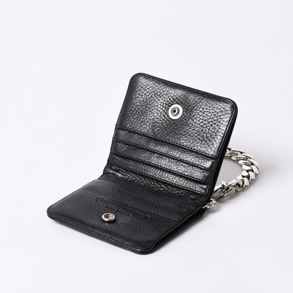 Like new CHROME HEARTS TV MAN Classic Chain Wallet CH Cross Patch Silver 925 Black Used 4a000549