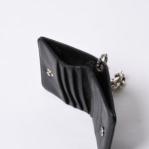 Like new CHROME HEARTS TV MAN Classic Chain Wallet CH Cross Patch Silver 925 Black Used 4a000549
