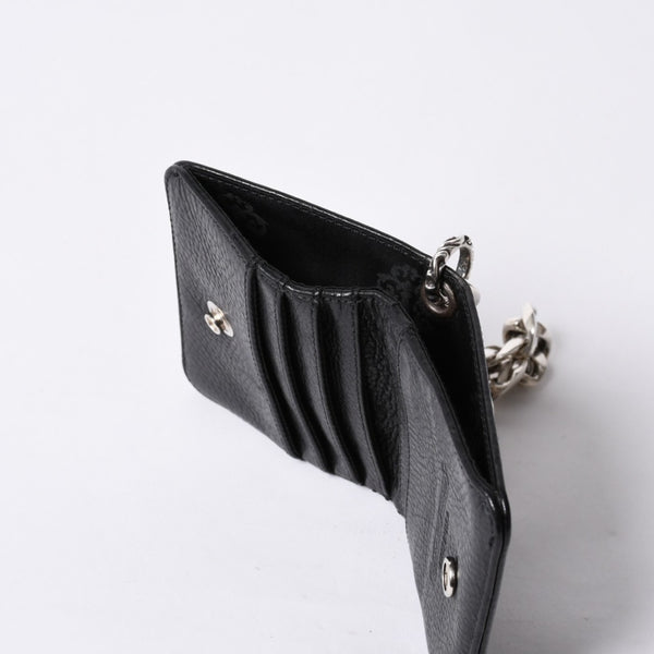 Like new CHROME HEARTS TV MAN Classic Chain Wallet CH Cross Patch Silver 925 Black Used 4a000549
