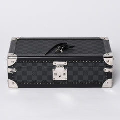Like new LOUIS VUITTON Trunk Coffret 8 Montre Watch Case N48226 Damier Graphite Black Used 4a000571