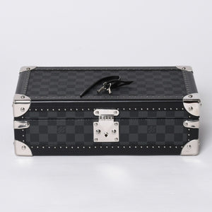 Like new LOUIS VUITTON Trunk Coffret 8 Montre Watch Case N48226 Damier Graphite Black Used 4a000571