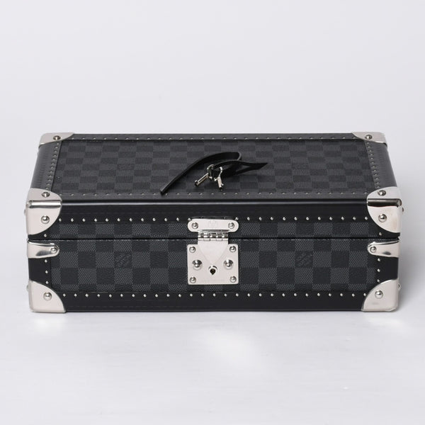 Like new LOUIS VUITTON Trunk Coffret 8 Montre Watch Case N48226 Damier Graphite Black Used 4a000571