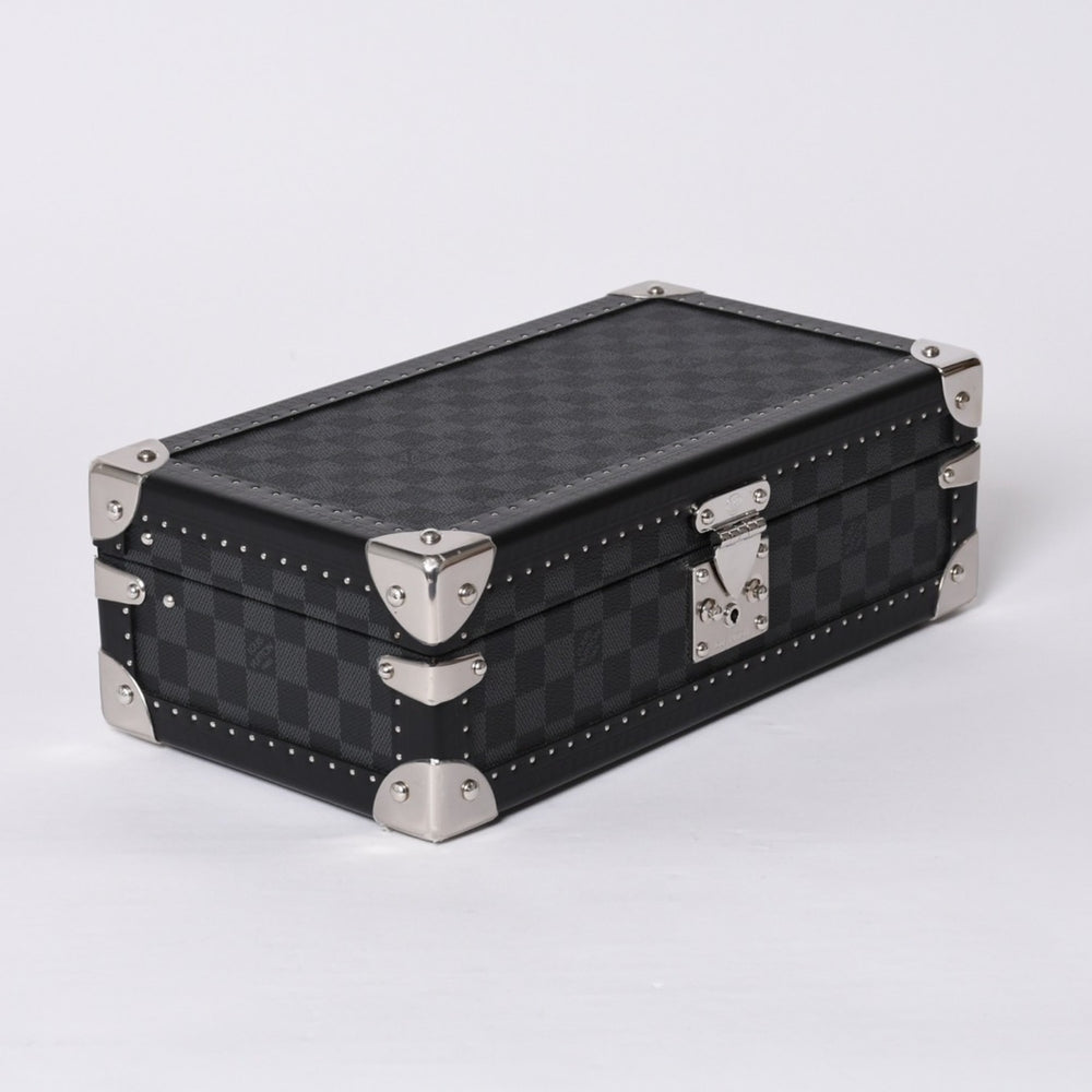 Like new LOUIS VUITTON Trunk Coffret 8 Montre Watch Case N48226 Damier Graphite Black Used 4a000571