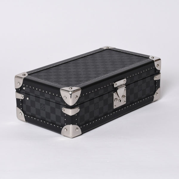 Like new LOUIS VUITTON Trunk Coffret 8 Montre Watch Case N48226 Damier Graphite Black Used 4a000571