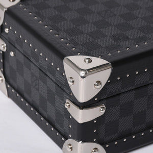 Like new LOUIS VUITTON Trunk Coffret 8 Montre Watch Case N48226 Damier Graphite Black Used 4a000571