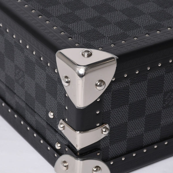 Like new LOUIS VUITTON Trunk Coffret 8 Montre Watch Case N48226 Damier Graphite Black Used 4a000571