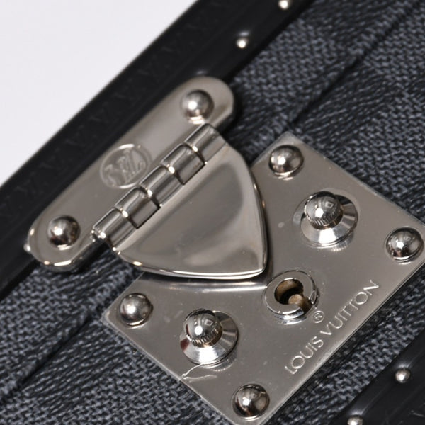 Like new LOUIS VUITTON Trunk Coffret 8 Montre Watch Case N48226 Damier Graphite Black Used 4a000571