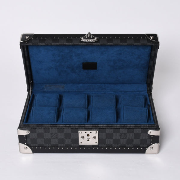 Like new LOUIS VUITTON Trunk Coffret 8 Montre Watch Case N48226 Damier Graphite Black Used 4a000571