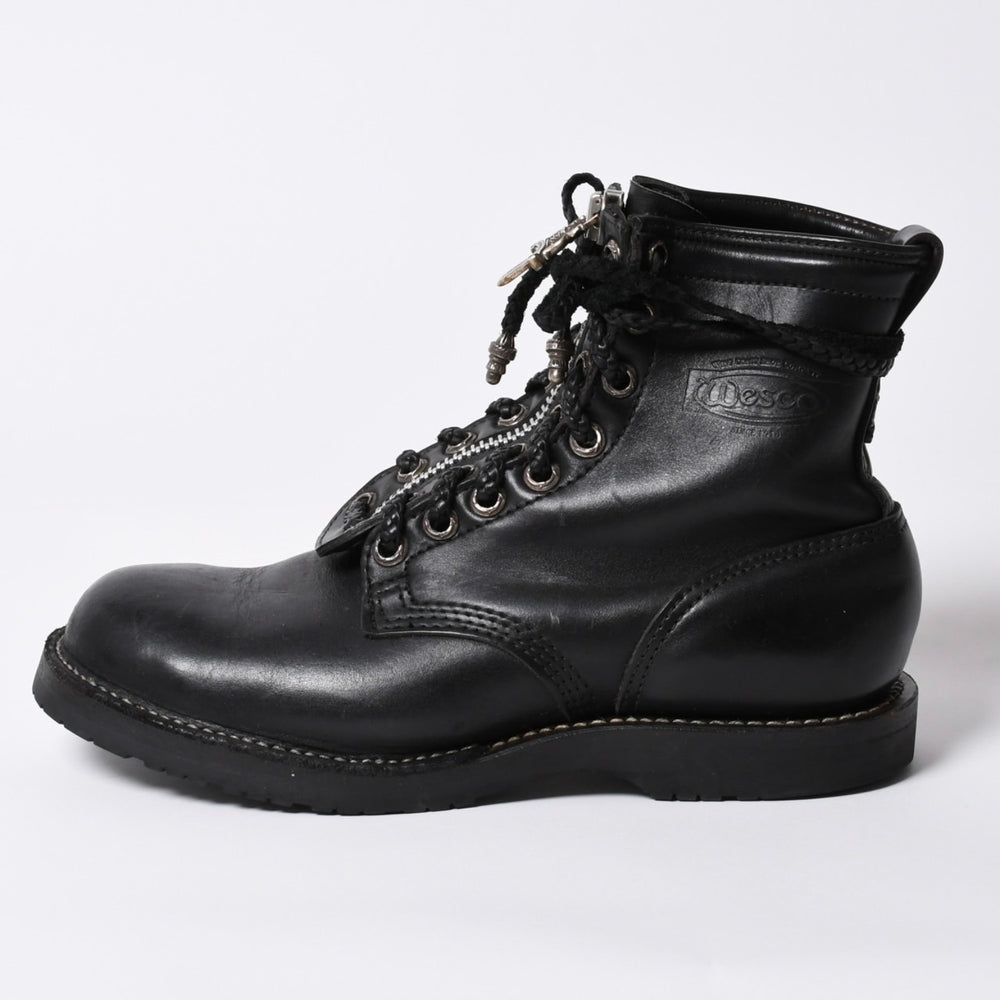 CHROME HEARTS Chrome Hearts × WESCO Wesco Fireman Boots Leather Dagger Black Silver 925 Good Condition Used 4a000433