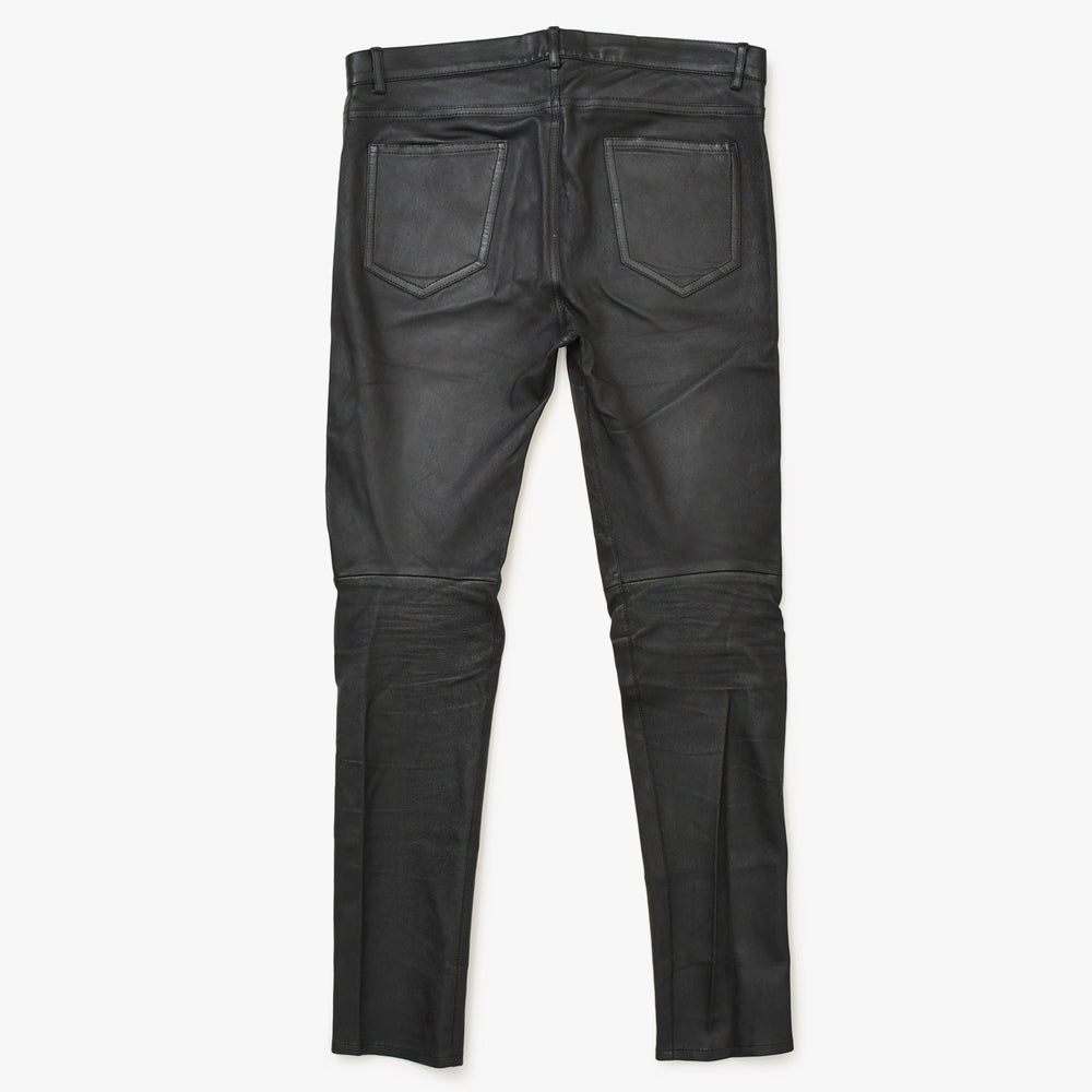 SAINT LAURENT PARIS サンローランパリ ブラック カラー レザー パンツ 2021 000301 美品 中古 4a000449
