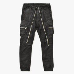 RICK OWENS FW21 GETHSEMANE MASTODON RU02A5396-LS Mastodon Cargo Jog Leather Pants, Black, Size 42, Excellent Condition, Used, 4a000451