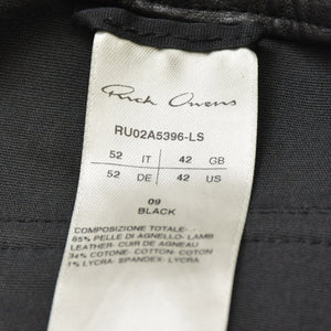 RICK OWENS FW21 GETHSEMANE MASTODON RU02A5396-LS Mastodon Cargo Jog Leather Pants, Black, Size 42, Excellent Condition, Used, 4a000451