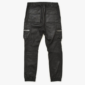RICK OWENS FW21 GETHSEMANE MASTODON RU02A5396-LS Mastodon Cargo Jog Leather Pants, Black, Size 42, Excellent Condition, Used, 4a000451