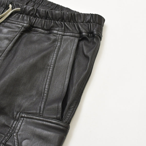 RICK OWENS FW21 GETHSEMANE MASTODON RU02A5396-LS Mastodon Cargo Jog Leather Pants, Black, Size 42, Excellent Condition, Used, 4a000451